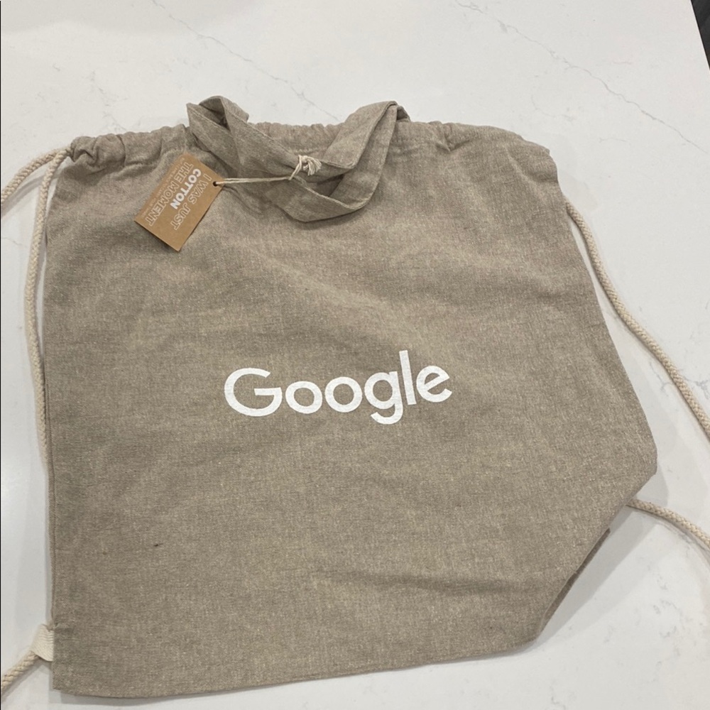 Google Beige Drawstring Bag